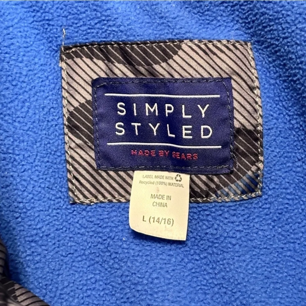 SIMPLY STYLED Blue Black Grey Camo Puffer Fleece Lined Jacket Large (14-16)
